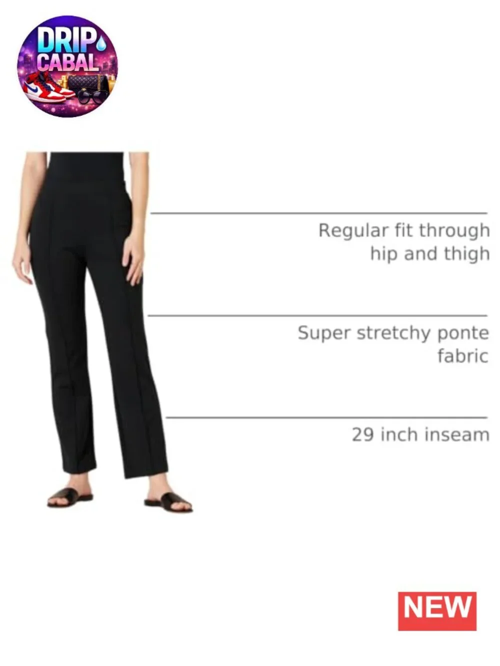 Women's Ponte Pull-On High Rise Ankle Cropped Pants Stretchy